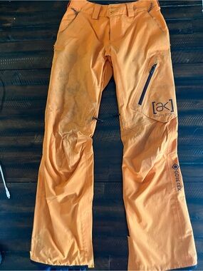 BURTON [AK] CYCLIC GORE-TEX MEN’S SNOWBOARD PANTS ORANGE XXS W/ TEARS